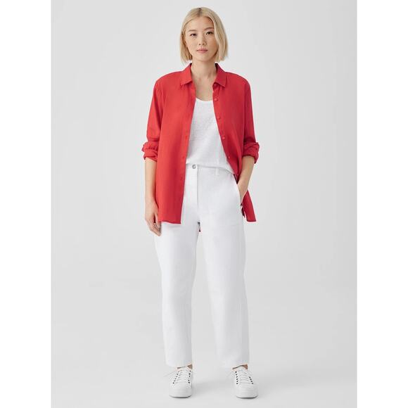 Eileen Fisher Lantern Jeans Size L White Organic Cotton Crop Denim Casual Staple - Picture 2 of 13